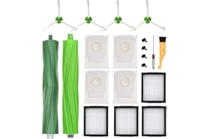 ANBOO 13 Pack Replacement Parts for iRobot Roomba i3 i7 j7 i4 i7+ i3+ i4 i4+ i6 i6+ i8 i8+ j7+ Plus E5 E6,I & j Series(1 Rubber Brush, 4 Filter,4 Brush,4 Dirt Disposal Bags)