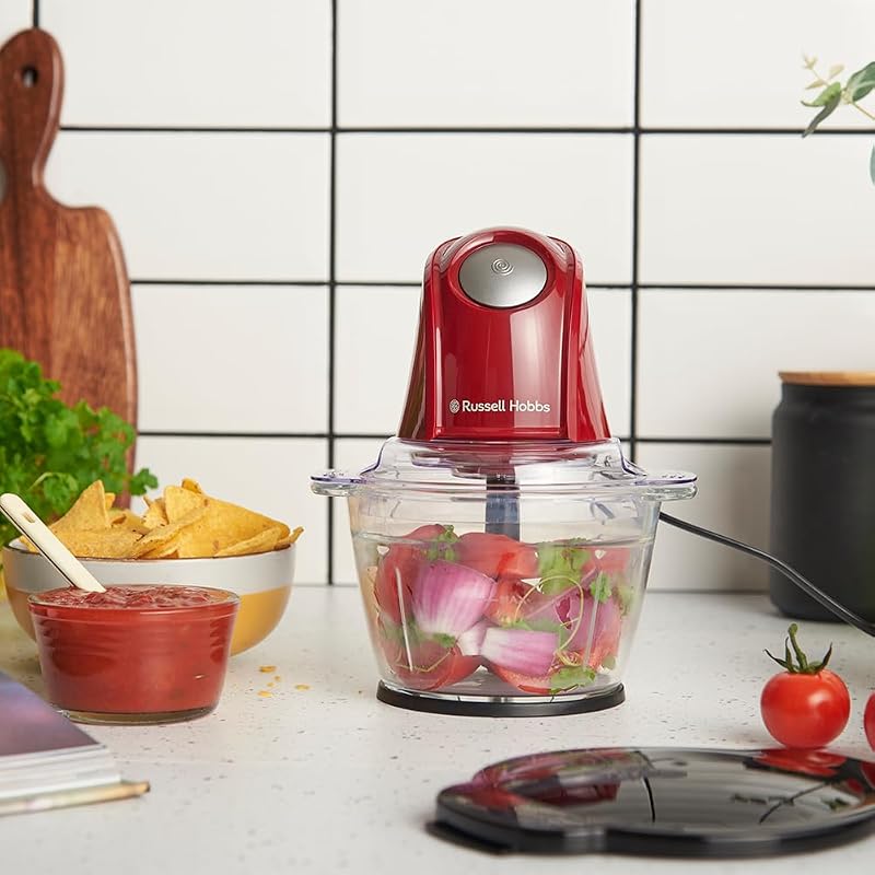 Mini Tritatutto Elettrico, Rosso, Capacità 500 ml, 350 Watt
