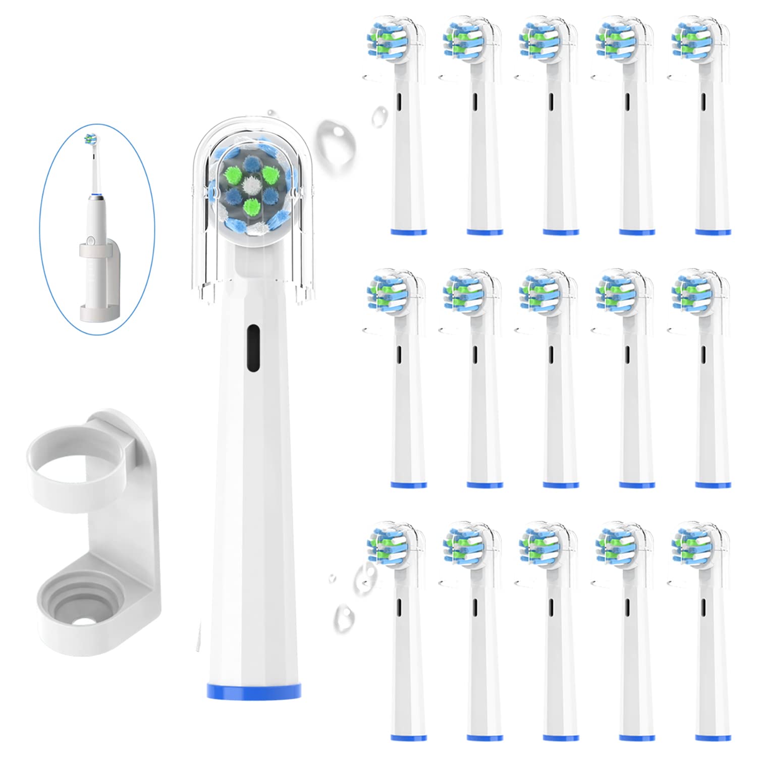 Photo 1 of YMPBO Replacement Heads for Oral B Braun Toothbrush EB50 Cross Action [Safe Non-Metallic], 16 PCS Heads and Universal Stand Holder, Extra Soft Dupont Bristles for Gum Care and Plaque Removal