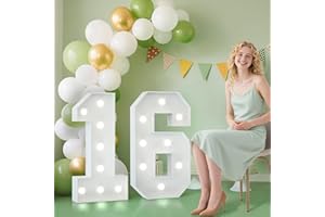 JoyMuse 2.3FT 16 Marquee Numbers, 16 Light up Numbers 16th Birthday Decorations for Birthday Party Anniversary Backdrop