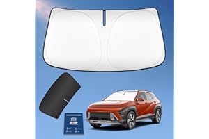 UKTOP Sun Shade Sunshade for Hyundai Kona 2018-2024 Windshield Cover, 2-Layers Sun Shield 240T Silver Sun Visor Foldable Front Window Shade Blocks UV Rays Car Accessories
