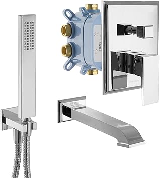 Paulgurkes Wannenarmatur Unterputz Eckig Badewannenarmatur Zulauf Wanneneinlauf Einhandmischer 2 Wege Umsteller Handbrause Brausehalter Wandanschlussbogen Wandhalterung 120cm Brauseschlauch 1 2m Amazon De Baumarkt