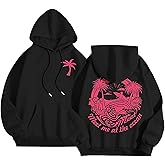 Enthowother Palm Puff Hoodie for Women, Cute Palm Pink Graphic Pullover Sweatshirt