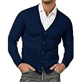 Runcati Mens Cardigan Sweaters V Neck Button Down Long Sleeve Casual Cardigan Slim Fit Knit Sweater with Pockets