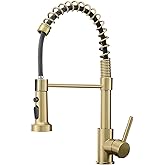 Brushed Gold Kitchen Faucet, AIMADI Kitchen Faucets with Pull Down Sprayer Single Handle One Hole Faucet for Farmhouse Gold Faucet for Kitchen Sink