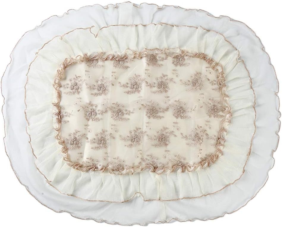 MOONQING Elegant Flower Lace Embroidery Oval Rice Cooker Dust Cover Protector,Glass embroidery