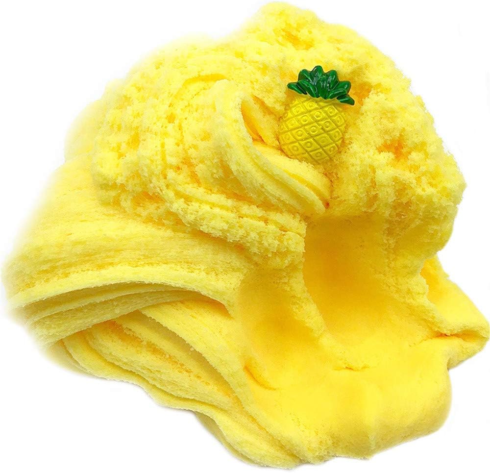Joykith Cute Ice Mixing Cloud Slime Pineapple Putty, Jumbo Fluffy Floam Slime Stress Relief Toy Scented Sludge Toy for Kids and Adults, Super Soft and Non-Sticky (100ML)