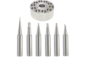 ShineNow Quality T18 Soldering Tip Set 6pcs Replacement for Hakko FX-888D FX-888 FX8801 FX-600 T18 with A Solid Metal Tip Holder