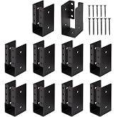 Gawicpy Concealed Joist Hangers, 10 Pcs 2"x4" Outdoor Trim Concealed Flanges with Screws,, for Beam,Swing, Handrail,Fence (10, 2"x4")