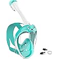 Jwintee Full Face Snorkel Mask, Diving Mask for Kids and Adults,180° Panoramic View Snorkel Mask with Camera Mount, Safe Breathing, Anti-Leak&Anti-Fog