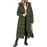 Wiepux Long Winter Puffer Coat for Women Winter Faux Fur Quilted Jackets with Detachable Hood Maxi Length Zip Outerwear