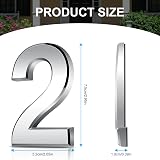 Vicloon 3D Door Numbers 3 Inches Self Adhesive Waterproof Silver (2) view 2