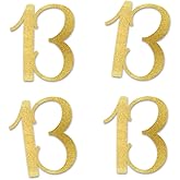Gold Glitter 13 Cut-Out Numbers, 13th Birthday Party Anniversary Decorations DIY Essentials