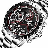 Watch Men Fashion Sport Quartz Clock Mens Watches Top Brand Luxury Full Steel Business Waterproof Watch (black)