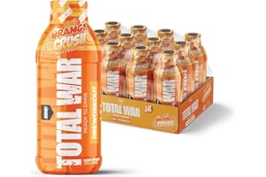 REDCON1 Total War Ready to Drink Pre Workout - Endurance Boosting, Keto Friendly RTD Formula - Amino Acid + Citrulline Malate Pre Workout Drink for Men & Women (Orange Crush, 12 Servings)