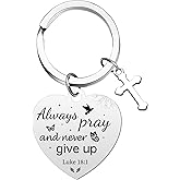 Christian Cross Keychain Bible Gifts - Jesus Keychain with Bible Verse Religious Cross Baptism Gift for Women Men Faith Inspirational Keyring Luke 18:1 First Communion Gift