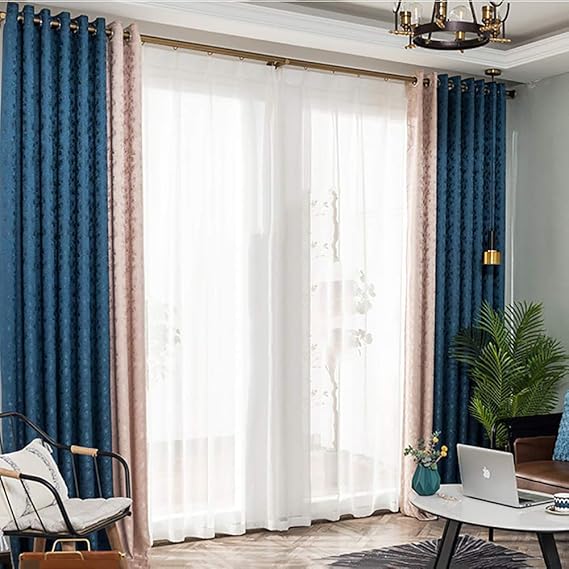 VIY Blackout-Vorhänge 59 Zoll Breit, Blue Fenstervorhang Mit Tülle