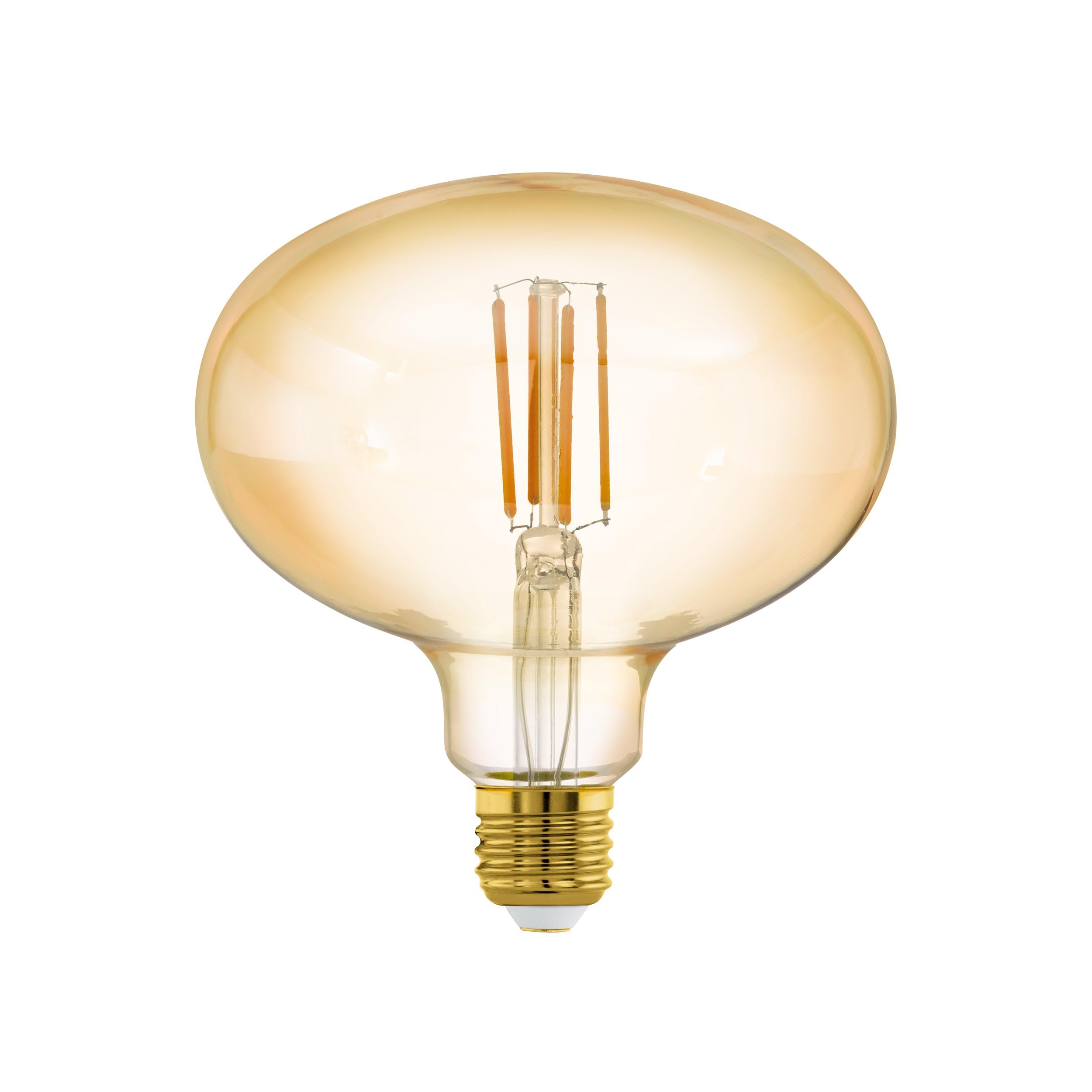 Eglo LED E27 dimmable, Amber Vintage Bulb in MID Size Ø 14 cm, LED lamp for Retro Lighting, 4 Watt (Equivalent to 35 Watt), 400lm, E27 LED Warm White, 2200K, Light Source, Edison Bulb, R140