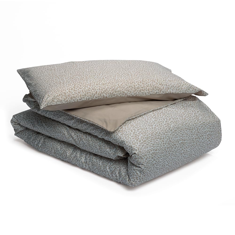 Foppapedretti Notte & Natura Single Bed Duvet Cover with Pillowcase; Petals Sand 100% Cotton, Made in Italy