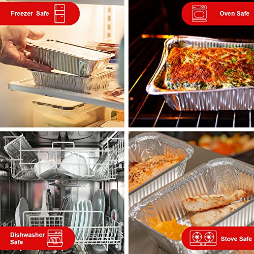 Aluminum Foil Pan 5" x 4" (50 Pack) Disposable Cookware with Lids