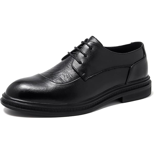Amazon.com | Men's Genuine Leather Dress Shoes with Comfortable Thick Heel  & Hand-Crafted Stitching - Ideal for Business Casual Everyday  Wear(Black,6.5)