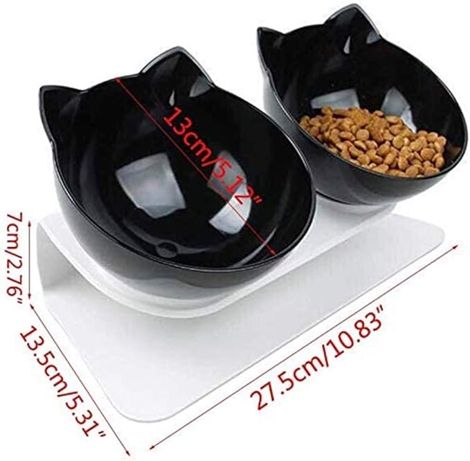 Cat Bowl with Raised Stand,Detachable and Transparent Double Cat Food
