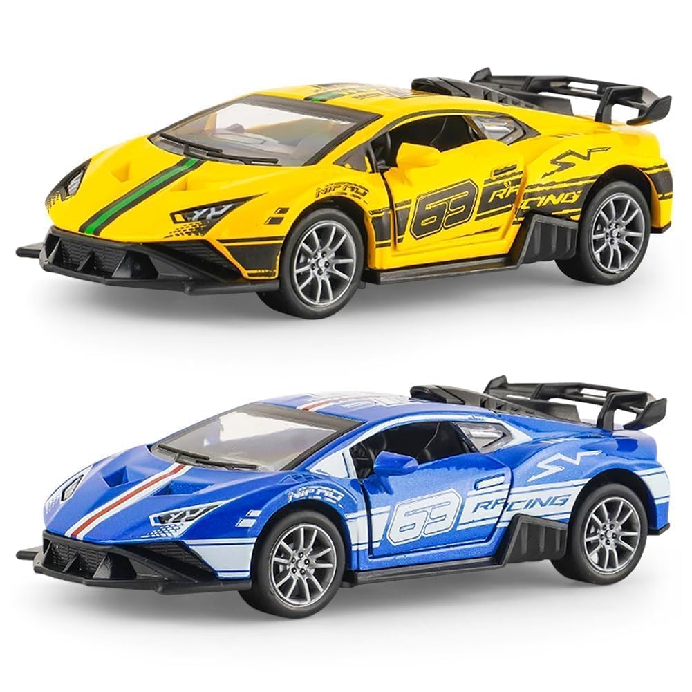 FCXVXCL Model Car 2PCS Alloy Pull Back Cars Diecast Vehicle Model Open Doors by Manual Collectible Casting Car Vehicle for Boys and Girls Birthday Party Children's Day Christmas