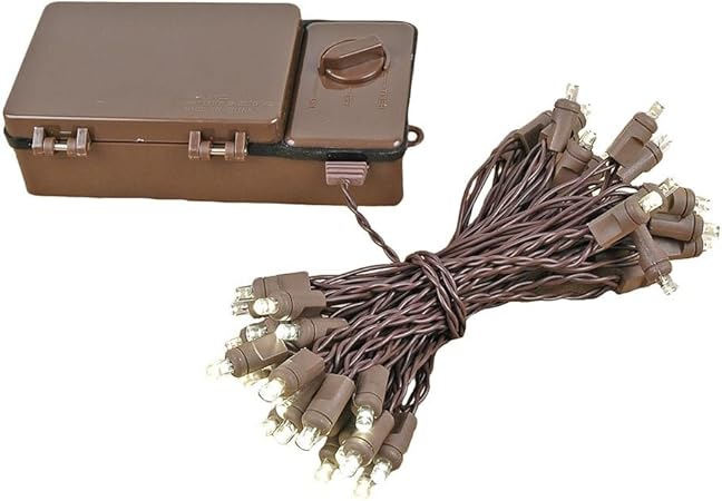 Amazon Com Novelty Lights 50 Light Led Battery Operated Christmas Mini Light Set Warm White Brown Wire 18 Long Garden Outdoor