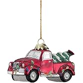 Kurt Adler 4-Inch Noble Gems Glass Truck with Christmas Tree Ornament
