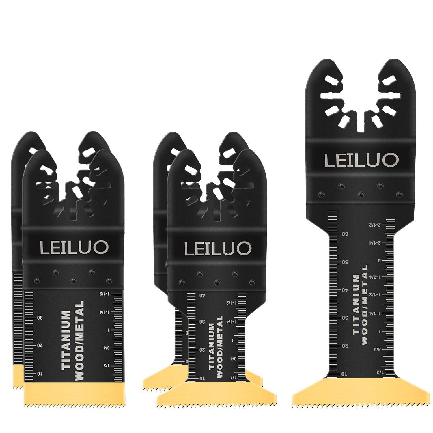 5 Pcs Oscillating Tool Blades LEILUO Titanium Oscillating Multitool Blades for Hard Material Metal Nails Wood Oscillating Saw Blade fit Dewalt Rockwell Milwaukee Makita Ryobi