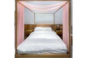 Linentalks Rose Pink Canopy Bed Scarf for King & California King Bed, Luxury Sheer Bed Canopy Scarf, Sheer Scarf Valance Canopy Bed Drapes, Four Post Bed Canopy Drapes, Sheer Canopy 1 PC 52" X 256"