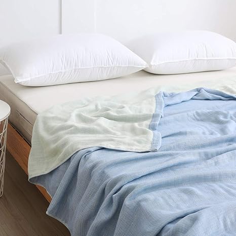 Amazon ガーゼケット 5重 100 綿 タオルケット バスタオル シングル 抗菌防臭 柔らかい さらさら 吸水性よい 無地ブルー 140x190cm バスタオル ホーム キッチン オンライン通販