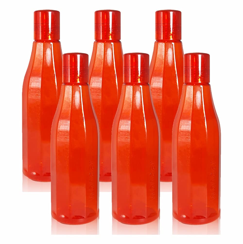 Buy Wonder Plastic Prime LINEA Bottle Set, 6 Pcs Bottle 1000 ml, Red
