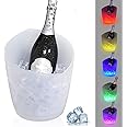 LED Ice Bucket, FIPASEN Upgraded 5L Large Capacity Lighted Ice Bucket with Automatic 7 Colors Changing for Party/Home/Bar/ KTV Club, Waterproof Wine Ice Bucket Beer Drink Containers (Battery-Powered)