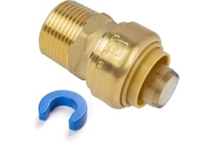 JUWO 1" NPT Male Adapter, Push to Connect Brass Plumbing Fitting for PEX, Copper, CPVC Pipe, Heavy Duty Push Fit with Upgraded Stiffener and Disconnect Clip, NSF & UPC Certified Pex Fitting
