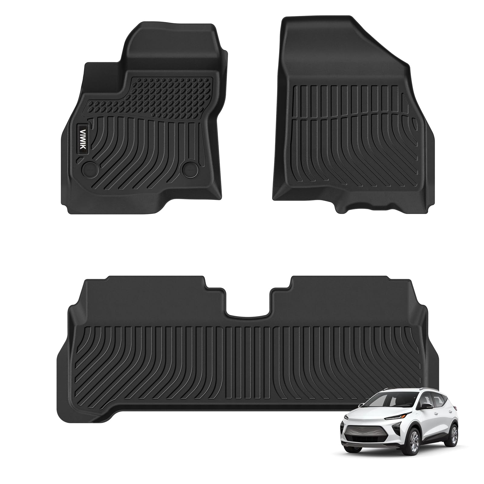 VIWIK Floor Mats for Chevrolet Chevy Bolt EUV 2022 2023 2024, All Weather Custom Car Mats Full Set 1st & 2nd Row, Automotive Floor Liners TPE Black Odorless Waterproof Image