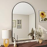 BEAUTYPEAK 24"x36" Arch Bathroom Mirror, Wall Mounted Vanity Metal Frame Mirror for Bedroom, Entryway, Living Room, Black