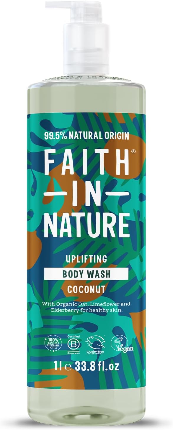 Faith In Nature Coconut Body Wash 1L Hydrating Vegan No SLS Parabens