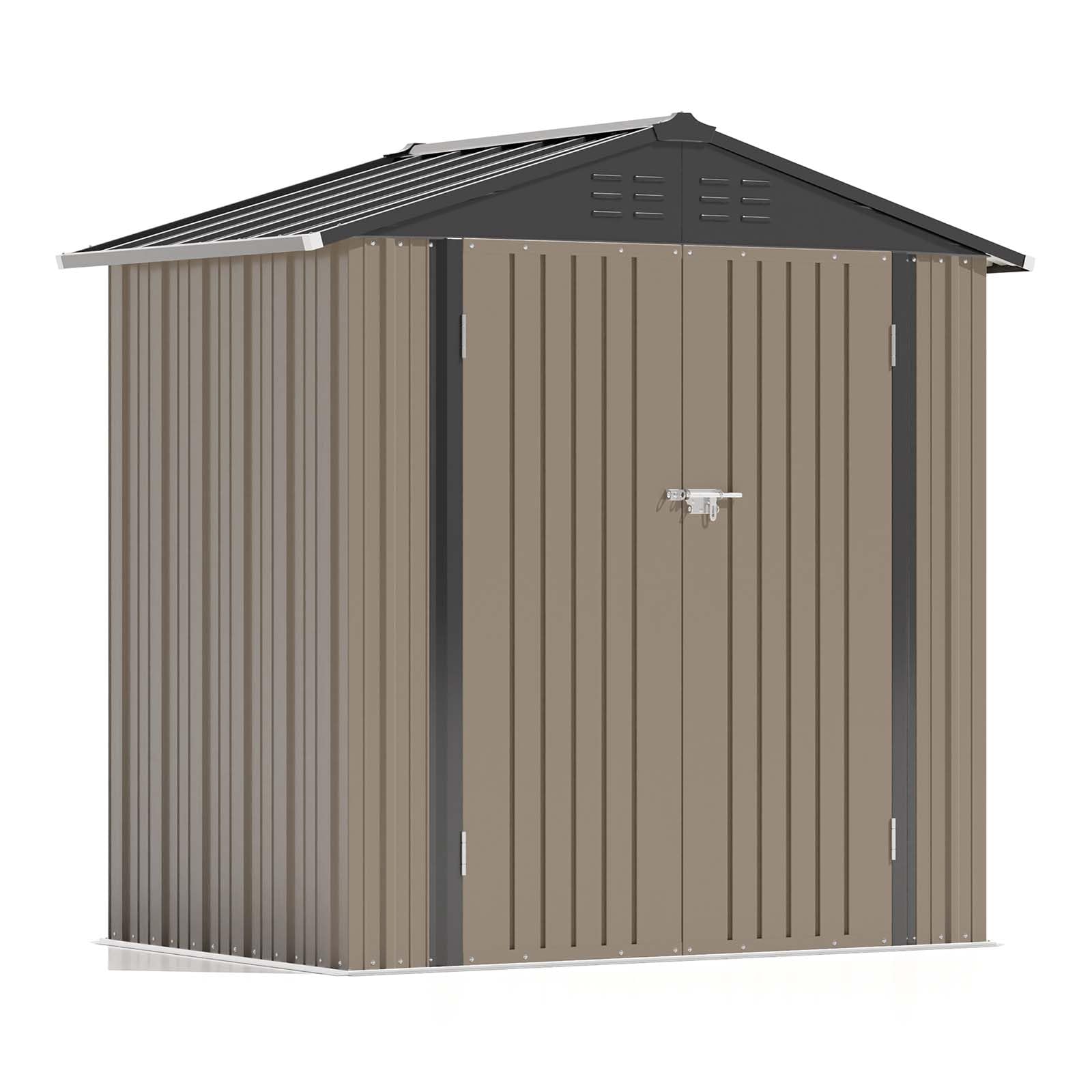 Photo 1 of **factory sealed **Patiowell 6x4 FT Storage Shed, Outdoor Metal Sheds with Lockable Door and Sloping Roof, Waterproof Outside Utility Garden Tool Shed with Breathable Vents for Patio Lawn Backyard, Brown