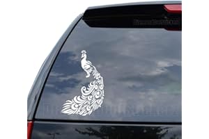 DIAMONDCUTSTICKERZ Peafowl Peacock Bird Decal Sticker Car Truck Motorcycle Window Bumper Laptop Wall Decor - Size (05 inch / 13 cm Tall) - Color (Gloss White)