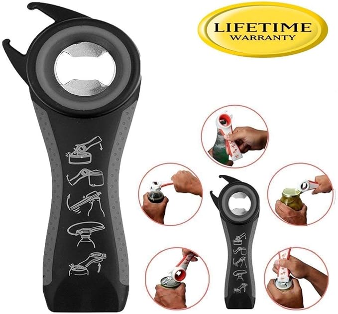 Professional Multi Bottle Opener, 5 in 1 Jar Bottle Can Opener, Lid