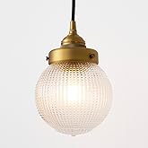 SongCiLT Vintage Ceiling Pendant Light with Clear Ribbed Glass Lampshade, Farmhouse Kitchen Island Hanging Light Fixture for 