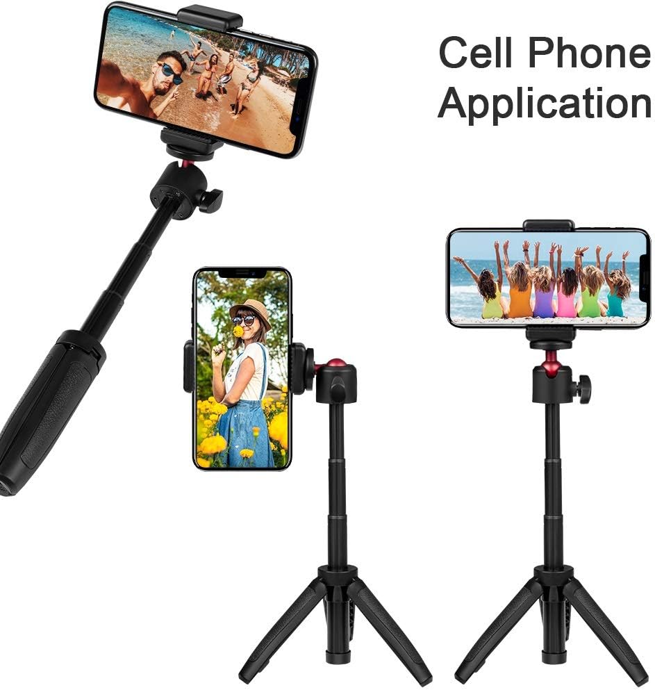 Taisioner Mini Selfie Stick Tripod Handle Grip Three in One for GoPro AKASO OSMO Action Camera Cell Phone and Interchangeable Lens Digital Camera for Vlog : Camera & Photo