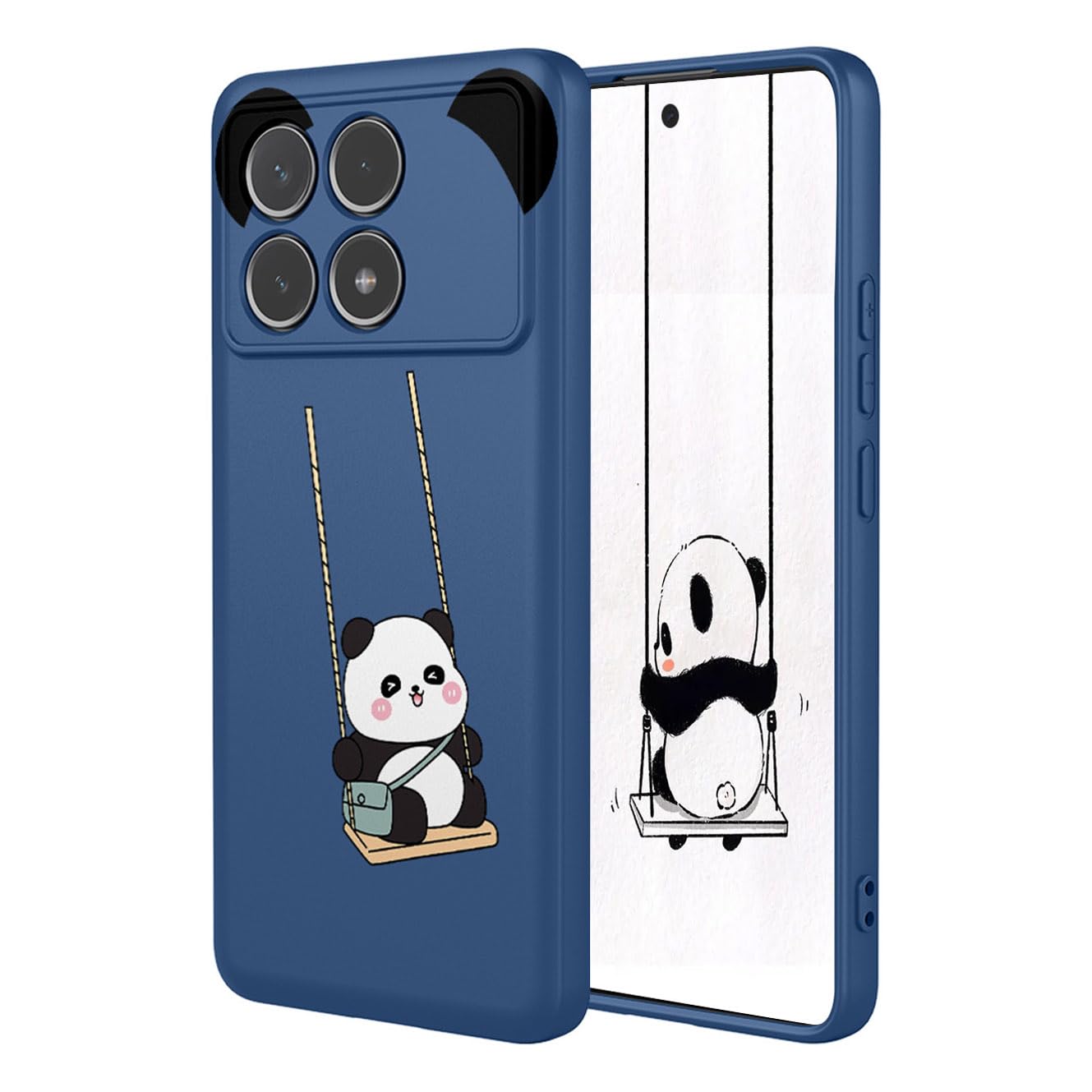 YUECXIN Case for Xiaomi Poco F6 Pro 5G, Ultra thin Liquid Silicone Silky Soft Touch Cute Pattern Girls Cover, with Microfiber Lining Shockproof TPU Bumper Case. Panda