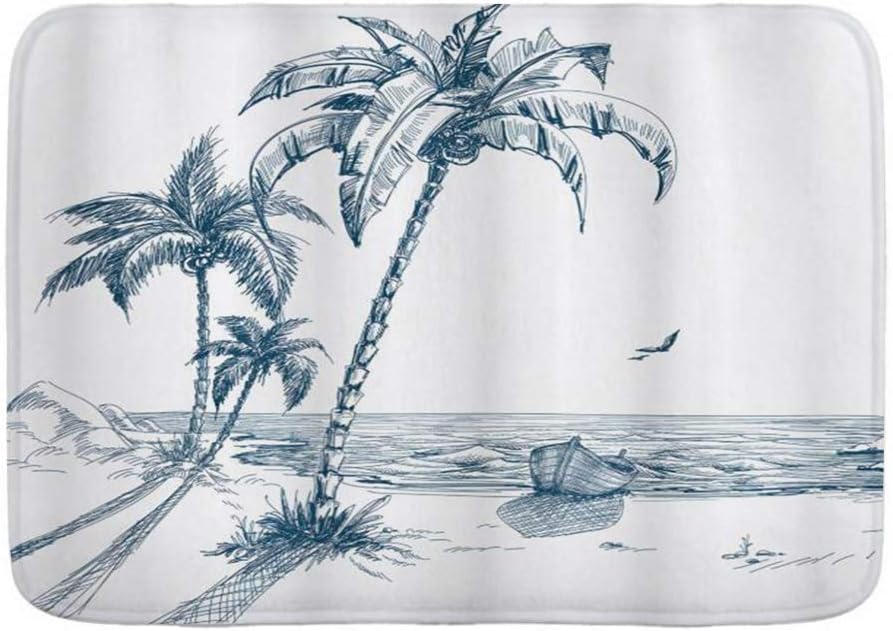 Alfombrilla de baño Alfombras de baño, boceto de isla con dibujo de una
