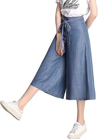 high waisted denim culottes