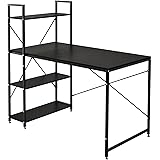 (DORIS)ラック付きデスク【ガイア ブラック】