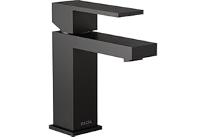 Delta Modern Matte Black Bathroom Faucet 1 Hole, Single Hole Bathroom Sink Faucet for Vanity, Metal Push-Pop Drain Assembly, Matte Black 567LF-BLGPM-PP