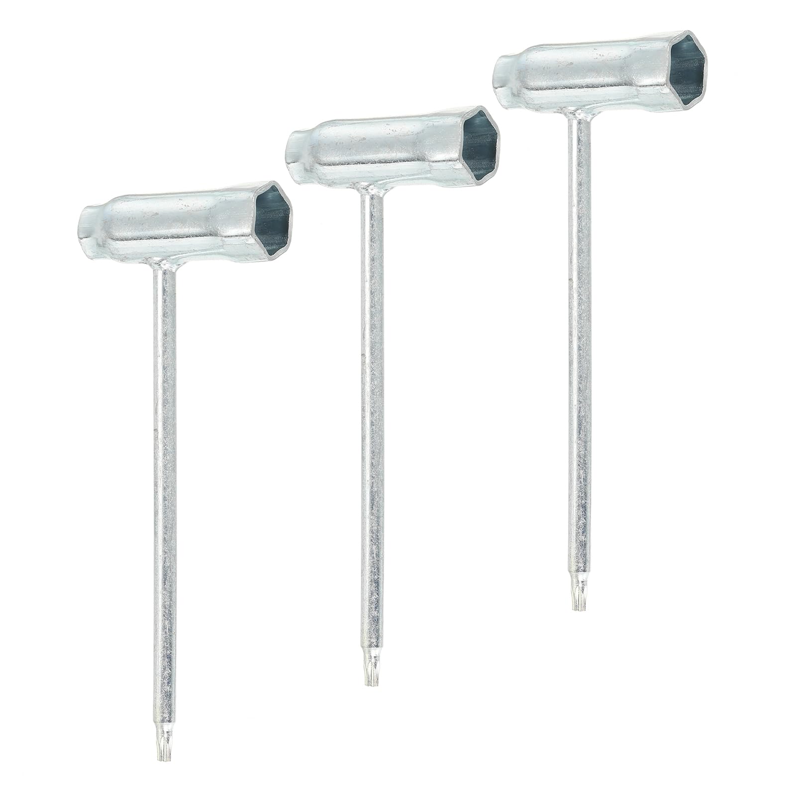 PATIKIL 13mmx19mm Chainsaw Tool Wrench, 3 Pcs Chainsaw Combination T-Wrench Hex Wrench Spark Plug Socket for Chain Saw Nuts, Silver