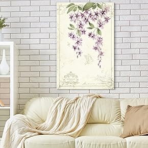 Canvas Wall Art - Vintage Style Purple Flowers - Giclee Print Gallery Wrap Modern Home Art Ready to Hang - 12x18 inches